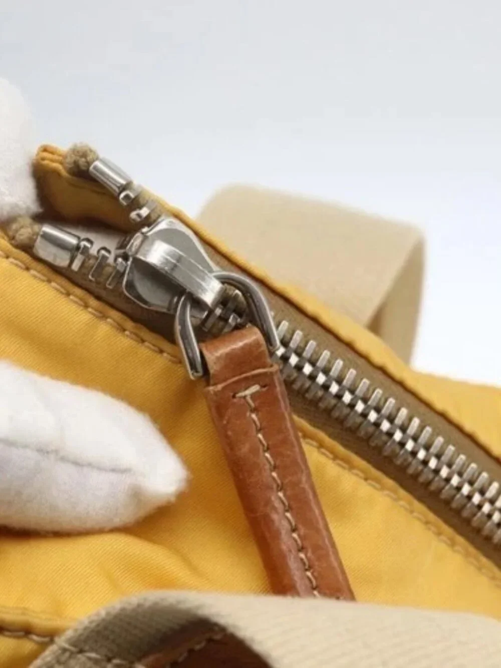 PRADA Tote Bag Nylon Yellow Silver Auth 166759 - Picture 8 of 16